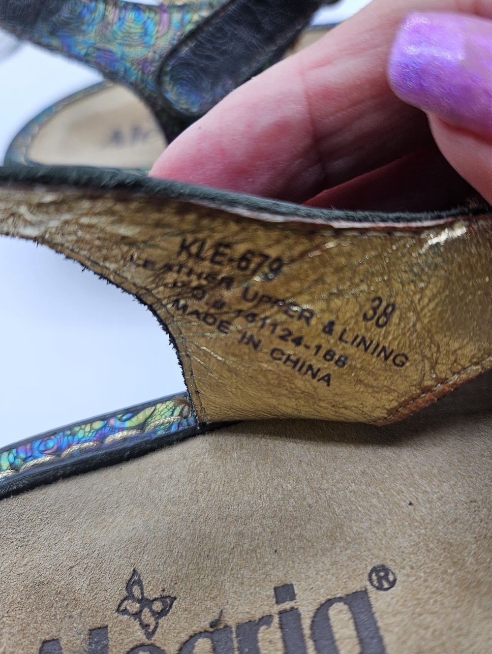 Alegria Kleo Abalone Rose Leather Sandals Shoes Sz 38 US 8-8.5 KLE679 Iridescent - Picture 7 of 8